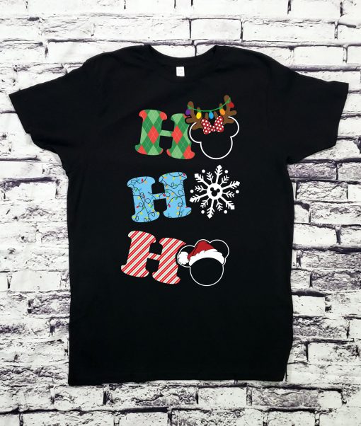 Ho Ho Ho Mickey and Minnie Christmas Shirt Disney Reindeer Snowflake