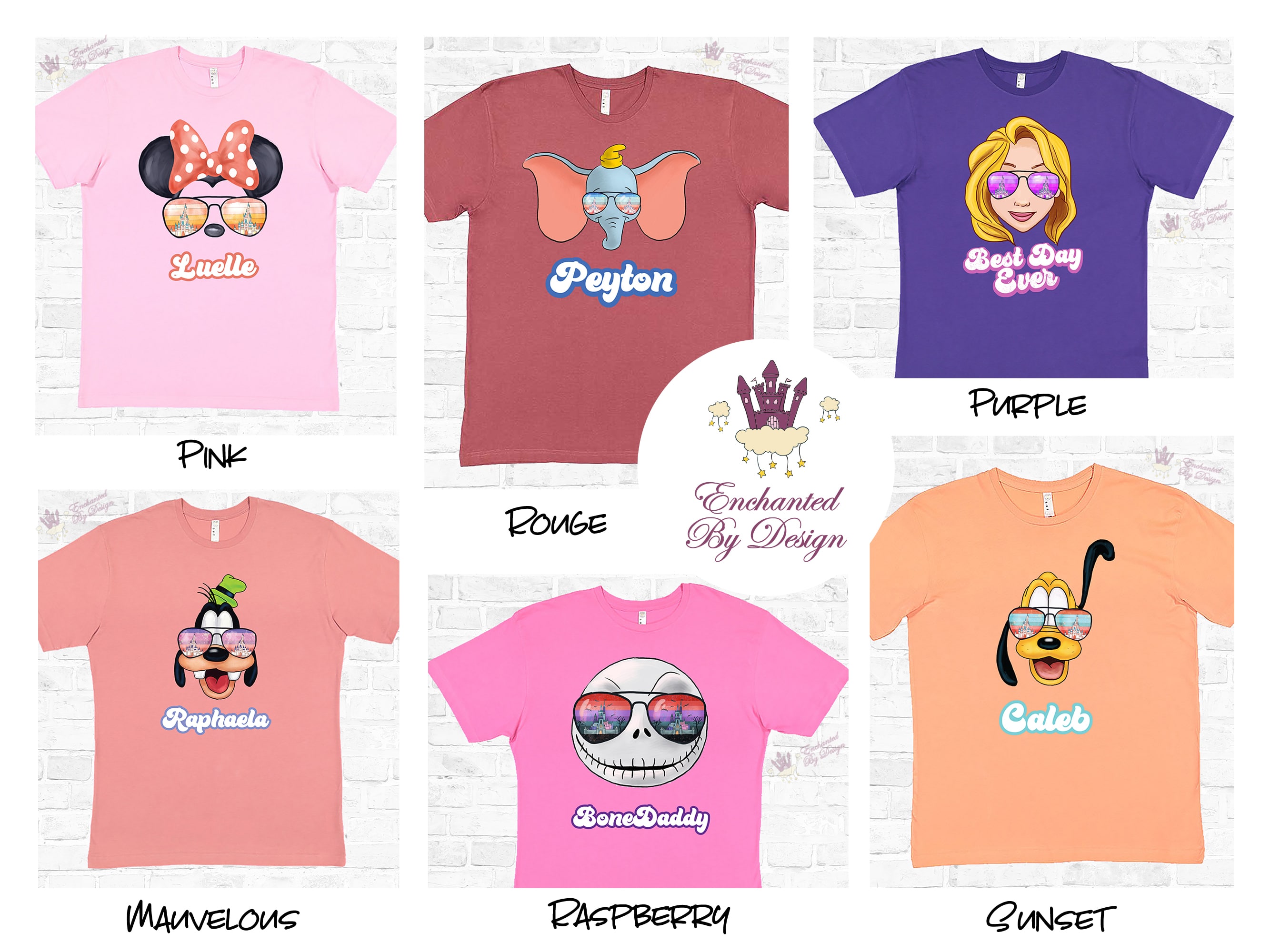 Matching Disney Sunglass Watercolor Shirts, Vintage Disney Water Color Sunglasses Custom Disney Family Sunglass Shirts, Personalized Disney Family Vacation Trip Tee Shirts - Image 3